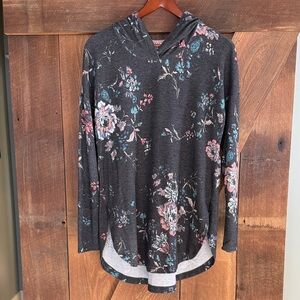 Eyeshadow Charcoal Gray Hoodie Tunic Top